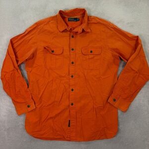 Polo Ralph Lauren Men XL Button Front Shirt Orange Cotton Utility Workwear Adult